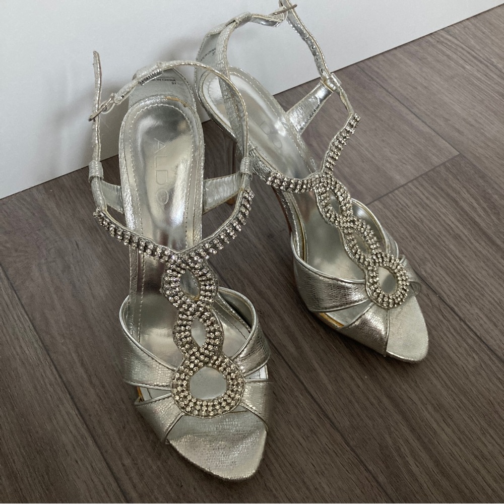 Aldo Silver Rhinestone Heels